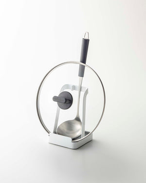 Lid & Ladle Stand - Steel-Stovetop-Yamazaki Home-White-santoku nyc