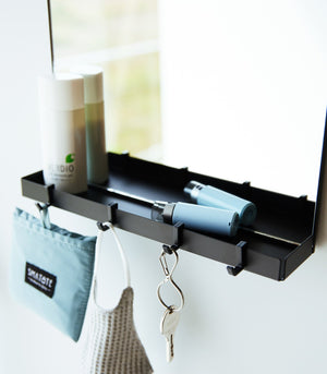 Magnetic Mirror With Storage Rack, Glass - Yamazaki Home-Key Storage-Yamazaki Home-White-santoku nyc