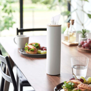 Steel & Wood Round Tissue Case-Tissue Case-Yamazaki Home-santoku nyc