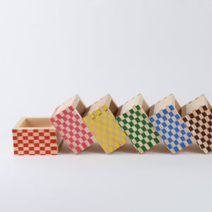 Ohashi Ryoki colourful masu japanese sake cup Ichimatsu pattern