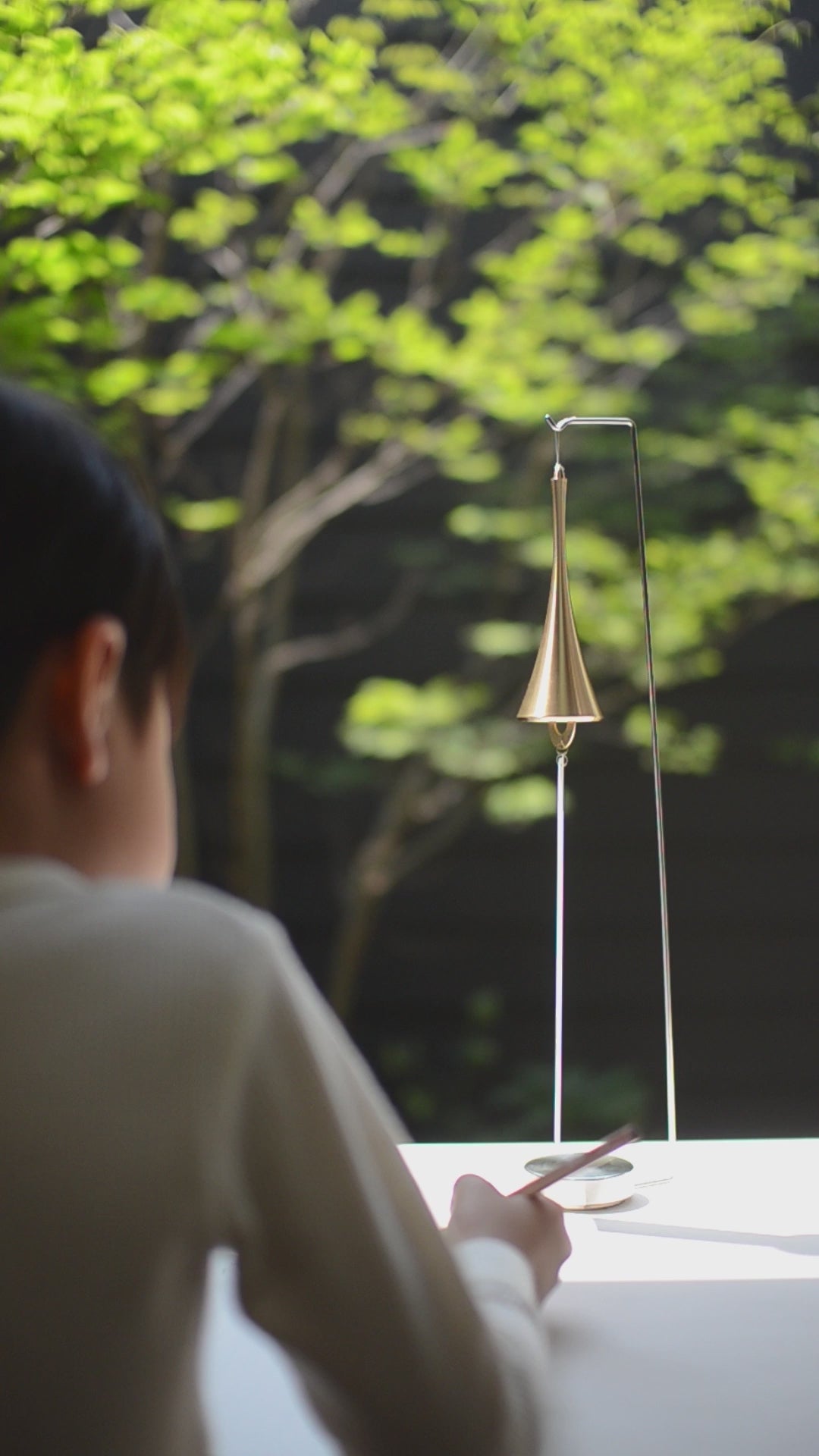 Brass wind chime horn NOUSAKU furin stand
