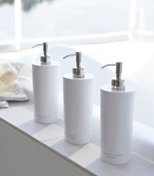 Round Dispenser Bundle: Shampoo, Conditioner, and Body Soap-Shower Dispenser-Yamazaki Home-santoku nyc