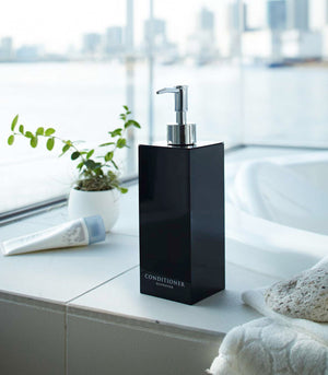Square Shower Dispenser: Three Styles - Yamazaki Home-Shower Dispenser-Yamazaki Home-Conditioner-Black-SANTOKU NYC