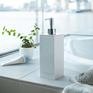 Square Shower Dispenser: Three Styles - Yamazaki Home-Shower Dispenser-Yamazaki Home-Conditioner-White-SANTOKU NYC