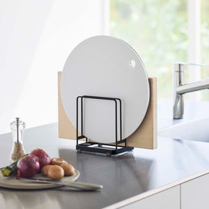 Round Cutting Board Stand, Steel-Cutting Board Stand-Yamazaki Home-White-santoku nyc