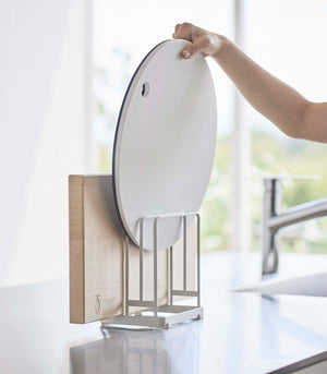 Round Cutting Board Stand, Steel-Cutting Board Stand-Yamazaki Home-White-santoku nyc
