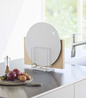Round Cutting Board Stand, Steel-Cutting Board Stand-Yamazaki Home-White-santoku nyc