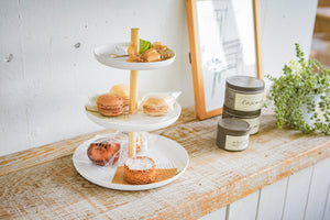 Steel & Wood Serving Stand-Food Display-Yamazaki Home-santoku nyc