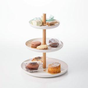 Steel & Wood Serving Stand-Food Display-Yamazaki Home-santoku nyc