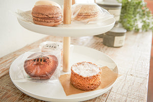 Steel & Wood Serving Stand-Food Display-Yamazaki Home-santoku nyc