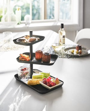 Serving Stand, Steel-Food Display-Yamazaki Home-White-santoku nyc