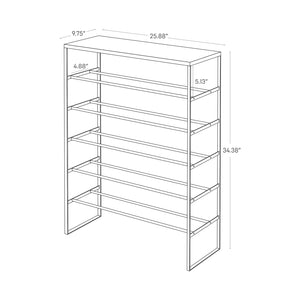 Six Tier Shoe Rack 34inch high Steel Yamazaki Home
