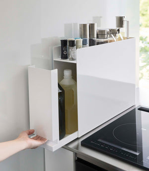 Sliding Drawer Seasoning Rack, Steel-Kitchen Organizer-Yamazaki Home-White-santoku nyc