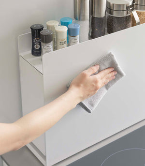 Sliding Drawer Seasoning Rack, Steel-Kitchen Organizer-Yamazaki Home-White-santoku nyc