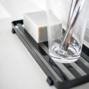 Slotted Bathroom Tray, Steel-Trays + Catchalls-Yamazaki Home-santoku nyc