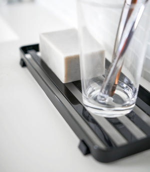 Slotted Bathroom Tray, Steel-Trays + Catchalls-Yamazaki Home-santoku nyc