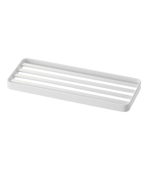 Slotted Bathroom Tray, Steel-Trays + Catchalls-Yamazaki Home-White-santoku nyc