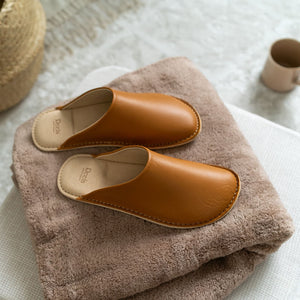 Smooth Leather Room Slippers - Reela