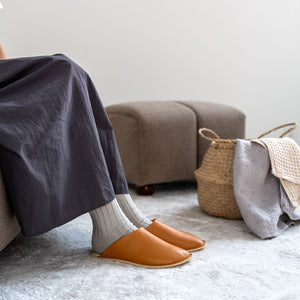 Smooth Leather Room Slippers - Reela