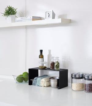 Stackable Countertop Shelf: Two Sizes, Steel-Riser-Yamazaki Home-Small-White-santoku nyc