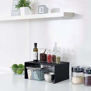 Stackable Countertop Shelf: Two Sizes, Steel-Riser-Yamazaki Home-Small-White-santoku nyc