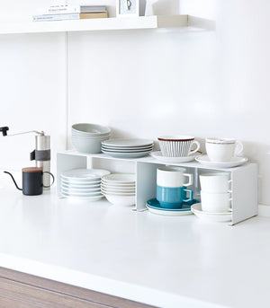 Stackable Countertop Shelf: Two Sizes, Steel-Riser-Yamazaki Home-Small-White-santoku nyc