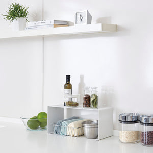 Stackable Countertop Shelf: Two Sizes, Steel-Riser-Yamazaki Home-Small-White-santoku nyc
