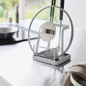Lid & Ladle Stand Large, Steel - Yamazaki Home-Stovetop-Yamazaki Home-White-santoku nyc