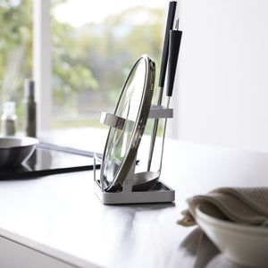 Lid & Ladle Stand Large, Steel - Yamazaki Home-Stovetop-Yamazaki Home-White-santoku nyc