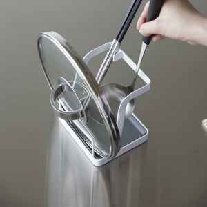 Lid & Ladle Stand Large, Steel - Yamazaki Home-Stovetop-Yamazaki Home-White-santoku nyc