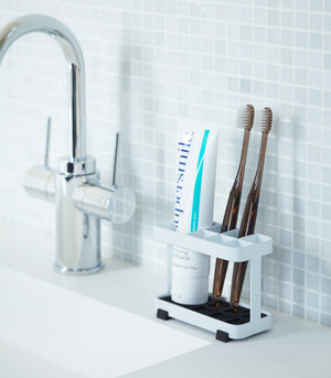 Steel Toothbrush & Toothpaste Stand-Toothbrush Holder-Yamazaki Home-santoku nyc