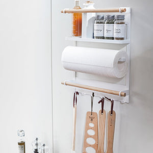 Magnetic Kitchen Organizer - Steel + Wood-Magnetic Organizer-Yamazaki Home-santoku nyc