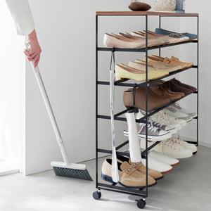 Steel + Wood Rolling Five-Tier Shoe Rack - Yamazaki Home-Shoe Rack-Yamazaki Home-SANTOKU NYC