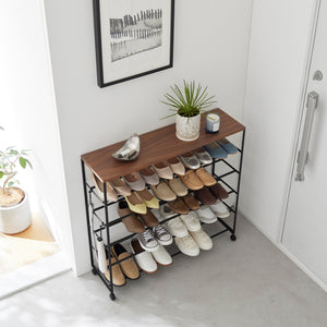 Steel + Wood Rolling Five-Tier Shoe Rack - Yamazaki Home-Shoe Rack-Yamazaki Home-SANTOKU NYC