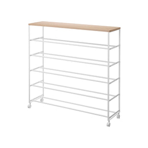 Steel + Wood Rolling Five-Tier Shoe Rack - Yamazaki Home-Shoe Rack-Yamazaki Home-White-santoku nyc