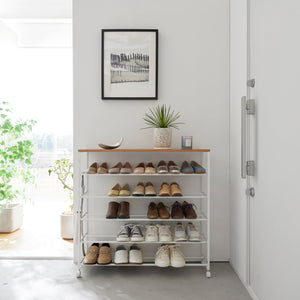 Steel + Wood Rolling Five-Tier Shoe Rack - Yamazaki Home-Shoe Rack-Yamazaki Home-White-santoku nyc