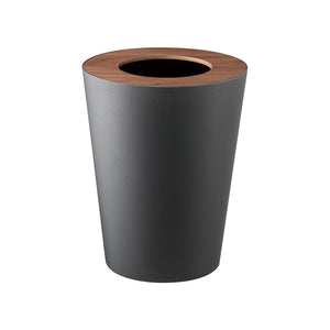 Steel + Wood Round Trash Can - Yamazaki Home-Trash Can - Living-Yamazaki Home-Walnut-santoku nyc
