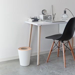 Steel + Wood Round Trash Can - Yamazaki Home-Trash Can - Living-Yamazaki Home-Ash-santoku nyc
