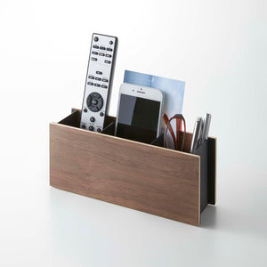 Steel + Wood Small Desk Organizer - Yamazaki Home-Desk Organizer-Yamazaki Home-Walnut-santoku nyc