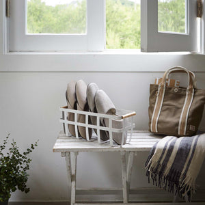 Small Storage Basket, Steel + Wood - Yamazaki Home-Baskets and Bins-Yamazaki Home-santoku nyc