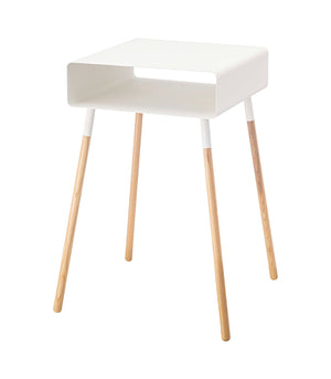 Steel & Wood Storage Table Two Sizes-End + Side Tables-Yamazaki Home-Tall-White-santoku nyc