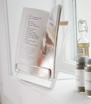 Steel & Wood Tablet and Cookbook Stand-Remote Control & Tablet Organizer-Yamazaki Home-santoku nyc