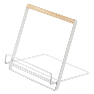 Steel & Wood Tablet and Cookbook Stand-Remote Control & Tablet Organizer-Yamazaki Home-santoku nyc