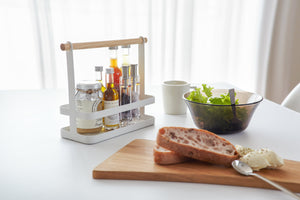 Steel & Wood Tabletop Storage Caddy-Tabletop-Yamazaki Home-santoku nyc
