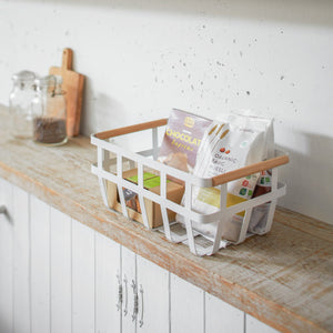 Steel & Wood Storage Basket S/M - Yamazaki Home-Baskets and Bins-Yamazaki Home-santoku nyc