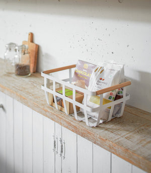 Steel & Wood Storage Basket S/M - Yamazaki Home-Baskets and Bins-Yamazaki Home-santoku nyc