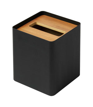 Square Tissue Box Cover, Steel-Tissue Case-Yamazaki Home-Walnut-santoku nyc