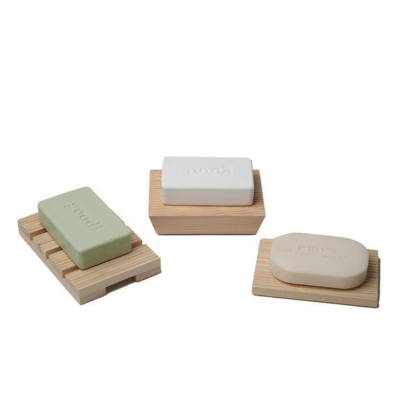 TOSARYU Hinoki Ridged Soap Rest  4.5" L × 3.5" W × 1.25" H