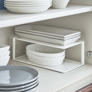 Two Tier Cabinet Organizer, Steel-Dish Organizer-Yamazaki Home-Black-santoku nyc