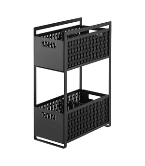 Two-Tier Cabinet Storage Basket - Yamazaki Home-Baskets and Bins-Yamazaki Home-Black-santoku nyc